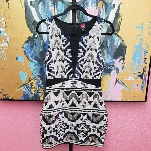2B Bebe Sequin and Mesh Sleeveless Dress - Picture 1 of 8